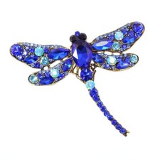 Broche Libellule femme 7cm, zircons, Dispositif pour l'utiliser en Pendentif