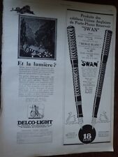 nib holder SWAN + generator set DELCO LIGHT advertising paper ILLUSTRATION 1927