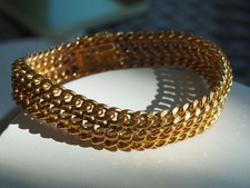 BRACELET VINTAGE GROSSE MAILLES PLAQUE OR GOLD PLATE