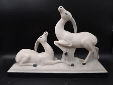 Art Deco 1930 Antelope Sculpture Tense Earthenware Signed Lemanceau Ste Ragegonde