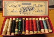 BOBINES FIL &CORDONNET de SOIE Lot 13 BOBINES & BOÎTE "IRIS " MERCERIE ancienne