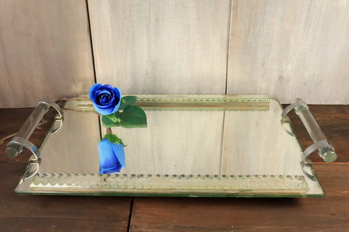 Ancien plateau verre miroir - plateau,
