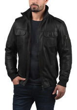 Veste en cuir noir homme