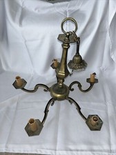 Antique 5 Branch Brass Solid Bronze Chandelier Suspension 5 Lights