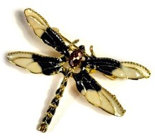 Broche Libellule Émail W/Strass En Métal Fly Insecte Badge Broche + Cadeau Boîte