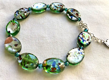🌟BRACELET perles ovales . Perles plates verre de Murano 🌟