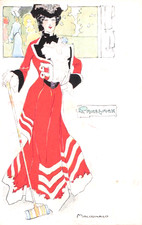 Art Nouveau. A.K. Macdonald-  Lady plays croquet at Ranelagh.    Scottish Artist
