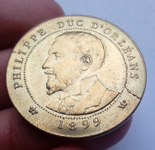 1899 PHILIPPE DUKE OF ORLEANS  FRENCH HISTORICAL ANTIQUE MEDAL