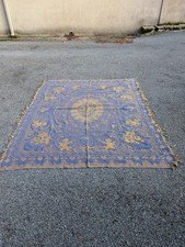 Couvre-Lit Ancien Jacob Tissé Jacquard Coton Bleu/Or – Motif Putti (170x214 cm)