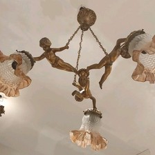 Antique Angelot Chandelier 3 Lights / Antique Cherub Putti