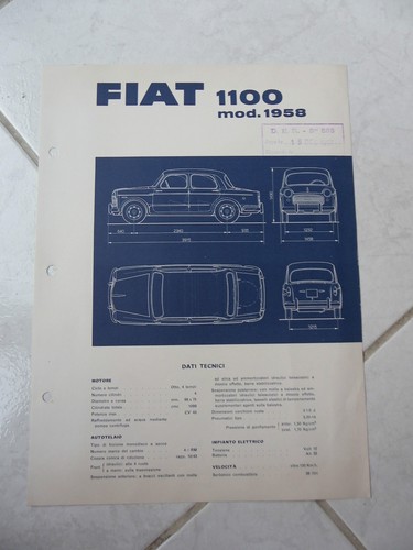 Feuillet fiat 1100 1958 - fiat,