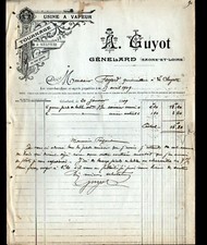 GENELARD (71) FACTORY / SHOOTING & SCULPTURE wood "A. GUYOT" invoice in 1909