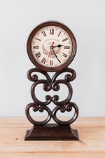Vintage Wrought Iron Style Roman Numerals Patinated Effect Decorative Clock