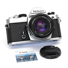 *SERVICED* Nikon FM Chrome Classic 35mm Film Camera 1.8 50mm Lens E 2 FE Japan