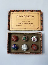 Vintage 1920s Molinard Concreta French Hand Painted Solid Perfume Set Of 6 RARE