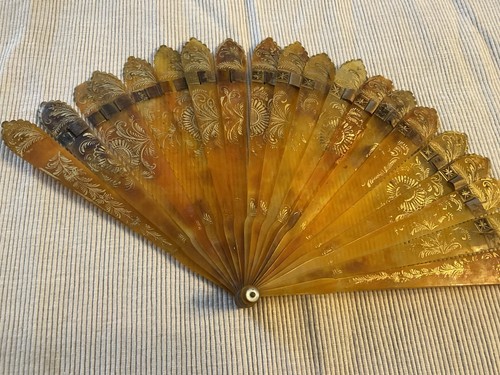 Ancien éventail décor - ancien, dorÉ