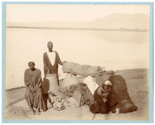 Egypt, Cairo, Sinners with Their Waters, The Nile Vintage Albumen Print Ti