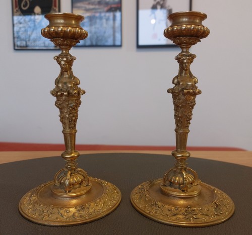 Bougeoirs bronze ancien - bougeoirs,