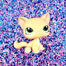 Hasbro LPS Littlest Pet Shop #1162 Yellow Sitting Cat RARE HTF Chat Kitten EUC
