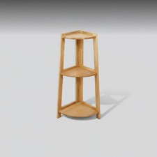 Étagère d’angle en bois à trois niveaux, chêne, salon