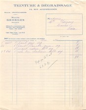 Invoice 1939 DYEING & DEGREASING MADAME GEORGES A LYON - MME. VIORNERY