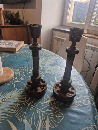 Paires bougeoirs cuivre - bougeoirs, en