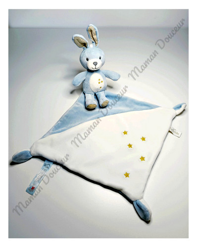 Doudou plat lapin blanc - lapin,