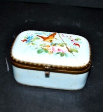 Antique PORCELAIN Painted Butterfly Pill Box
