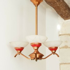 1950s COPPER & GLASS CEILING CHANDELIER 50S 1950S VINTAGE 50s