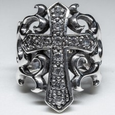 Croix Gothique 925 Bague Argent Celtique Pagan Templier Vampire Punk Dracula