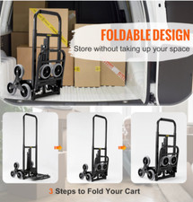 Chariot Monte Escalier Pliable Réglable Roue de Secours Plateau 36 x 33 cm