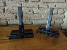 Pair of Black Brushed Steel Frame Brackets Signed Christian de Brumont