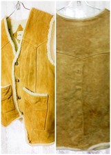 Vintage 1970s DAVID MICHAEL Western Suede Sherpa Sz Large Vest Marlboro Man