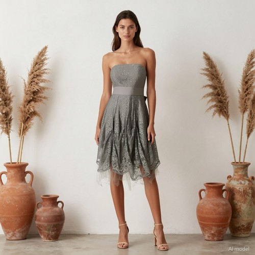 Soirée romantique robe - romantique, grise