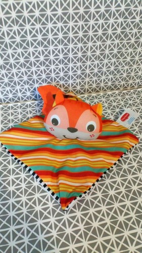 Doudou plat renard tissu