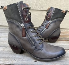 Pikolinos Rotterdam Women's 41 US 10-10.5 Leather Side Zip Ankle Boots Lead