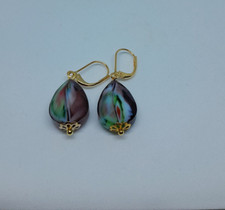 boucles d'oreille dormeuses en verre de Murano plaquées or création unique