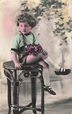 CP GOOD YEAR LITTLE GIRL SITTING TABLE RATTAN WITH FLOWERS - 65743