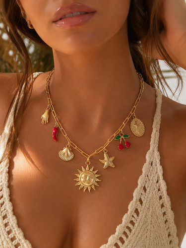 Collier acier charms doré - acier,