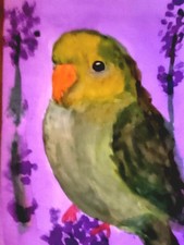 Perroquet Vert Sur Fond Violet