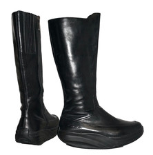 Women's MBT Black Leather TAMBO Zip-Up Boots EUR 38 1/3 / US 8 *RUN SMALL