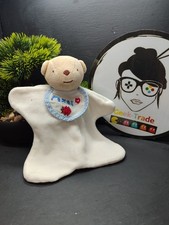 Doudou plat ours écru blanc