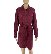 GANT Femme Rouge Foncé Tressage Manches Longues Robe Chemise Taille Ue 38 UK 12
