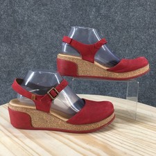 El Naturalista Sandals Womens 41 Leaves Wedge Ankle Strap Red Leather Cork N5001