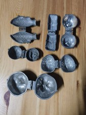6 Massepain Mussels Chocolate Fish Flower Fruit Antique Pewter