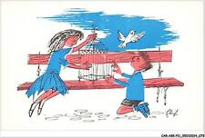 CAR-ABKP11-0942-ILLUSTRATOR - TWO CHILDREN RELEASING A BIRD FROM A CAGE - FL