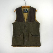 Barbour Moleskin Waistcoat Mens Large Green James Percy Shooting Sporting Vest