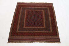 Tapis rouge kilim de 4 x 4 pieds afghan noué à la main tribal chambre...