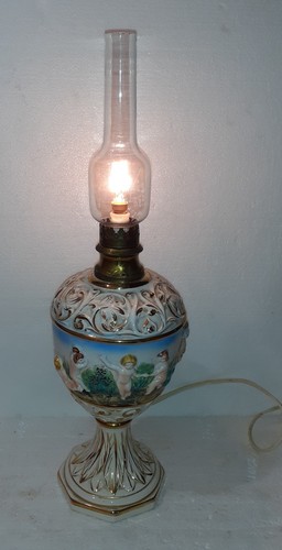 Ancienne lampe faïence de - lampe,