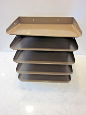 CLEAN BROWN STEEL LIT-NING 5 SHELF DESKTOP PAPER ORGANIZER MODEL 5H -MADE IN USA